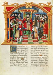 Ms 18 fol.99v Adolphe de Gueldres, de las Memorias de Philippe de Commines (1445-1509)
