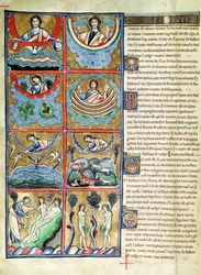 Ms 1 f.4v La Creación del Mundo, de la Biblia de Souvigny