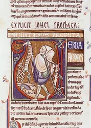 Ms 1 fol.194v Inicial historiada V que representa a Amós, de la Biblia de Souvigny