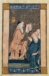 Ms 2030 fol.1v Henri de Mondeville (c.1260-c.1320) enseñando, de La Chirurgie de Maitre Henri de Mondeville