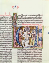 Ms 21 fol.98v El martirio de Isaías, de una Biblia