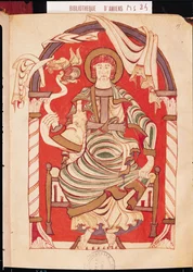 Ms 24 fol.15 San Mateo, ilustración del Evangelio de la Abadía de Corbie