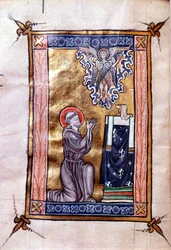 San Francisco de Asís recibiendo los estigmas de Cristo en forma de serafín, de un salterio, c.1270