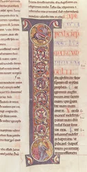 Ms 2 fol.175 t.2 El Evangelio de San Marcos, de la Biblia del Monasterio de Saint-Andre aux-Bois