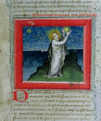 Ms 313 Dios creando las estrellas, de la Biblia des Grands Augustins, 1494