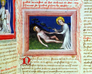 Ms 314 Creación de Adán, de la Biblia des Grands Augustins, 1494
