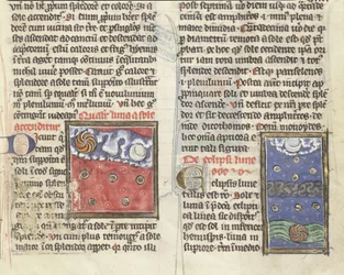 Ms 320 Fol.197r Eclipse lunar y movimientos de los planetas, de 
