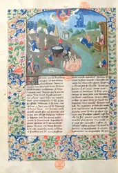 Ms 3878 Escenas de batalla, matanza e infierno de De Casibus Virorum Illustrium de Giovanni Boccaccio (1313-75)