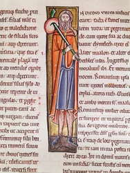 Ms 3 fol.76 Inicial historiada I que representa a Elimelec partiendo en un viaje, de la Biblia de Saint-Sulpice de Bourges