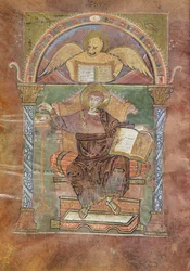 Ms 4 fol.66v San Marcos, del Evangelio de San Riquier, c.800
