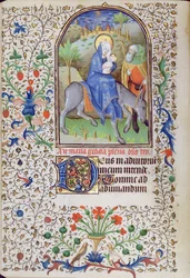 Ms 66 f.55v La huida a Egipto, de un Libro de Horas, Amiens
