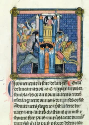Ms 702 fol.295 La Toma de Le Mans por Philippe-Auguste (1165-1223) en 1189