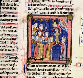 Ms 782 f.280 Rey Felipe II (1165-1223) de Francia, de las Crónicas de Saint-Denis, finales del siglo XIII