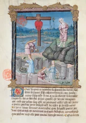 Ms 978 fol.31 La construcción del castillo, ilustración de un tratado espiritual para uso de laicos por Gabrielle de Bourbon