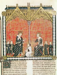 El Rey Carlos V (1338-80) y Jeanne de Bourbon (1338-77) con sus hijos, del Rational des divins offices por Guillaume Durand (1230-96) 1374