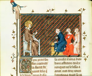 San Luis enseñando a sus hijos, de Vida y Milagros de San Luis, c.1330-40