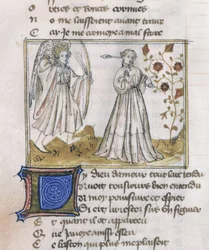 Ms Fr 805 fol.13v Ilustración de Le Roman de la Rose