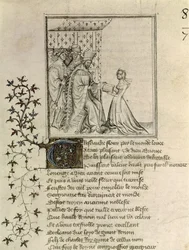 Christine de Pisan presenta su obra a Luis, duque de Orleans, de la Carta de Othea a Héctor por Christine de Pisan, c.1405