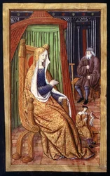 Ms. Fr. 874 fol. 8 v Una Mujer Noble, de las Epístolas de Ovidio, 1496-1502