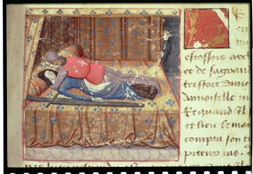Ms Hunter 252 f.12r Una escena de cama, de 