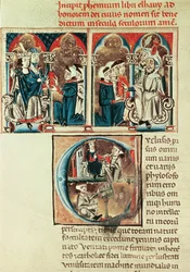 Ms Lat. 6912 fol.1v Un erudito judío presentando una traducción de un tratado árabe a Felipe de Anjou