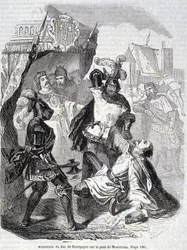 Asesinato del Duque de Borgoña (Juan sin miedo) en el puente de Montereau en 1419 - en 