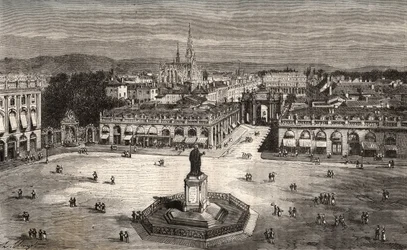 Nancy - Meurthe-et-Moselle - grabado en “La France illustree: geographie, histoire, administration statistique” por V.A. Malt-Brown. 1884
