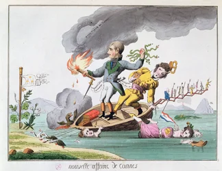 Napoleón Bonaparte (1769-1821) desembarcando cerca de Cannes en su regreso de Elba en 1815