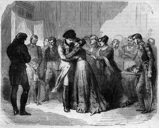 Napoleón I Bonaparte (1769-1821) se despidió de María Luisa de Austria. Grabado en “Historia de los Papas-Reyes-Reinas y Emperadores a través de los siglos” de Maurice Lachatre