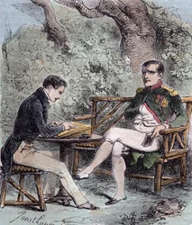Napoleón en Santa Elena - Napoleón dicta sus memorias a Emmanuel Pons de Las Cases (1800-1854) hijo de Emmanuel de las Cases, - De Emmanuel de las Cases, Napoleón, Memorial de Santa Elena