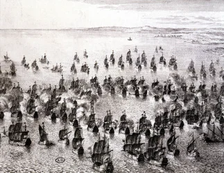 Batalla naval - grabado