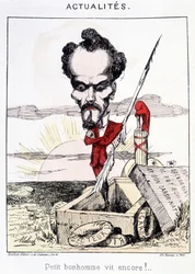 Noticias - ¡El pequeño hombrecito aún vive! Caricatura sobre Rochefort de pie en una tumba.