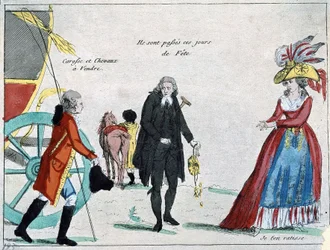 Nobleza, clero y burguesía sin dinero, caricatura de la revolución, finales del siglo XVIII