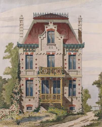 Villa normanda en Villers sur mer, Normandía, ilustración de Le Moniteur des architectes, 1883