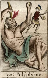Odiseo (o Ulises) cegando al cíclope Polifemo, de «Mythologie de la Jeunesse» de Pierre Blanchard