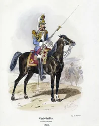 Cien - Guardias: traje de escolta en 1856 - en "Historia del ejército" por A. Barbier