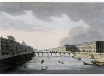 Vista óptica de París: el Pont des Arts alrededor de 1810, ciudad de París
