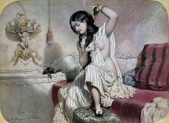 Mujer Oriental en su Tocador, mediados del siglo XIX