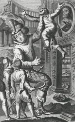 Pantagruel agarrando a Limousin por la garganta, ilustración de 