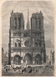 París: Notre Dame. Plano según Eugene Viollet le Duc, quien restauró la catedral a mediados del siglo XIX.