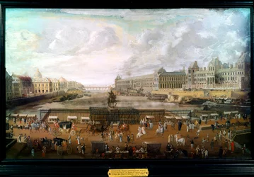 París, Vista del Pont-neuf (Pont neuf), el Palais du Louvre y el Colegio de las Cuatro Naciones circa 1680