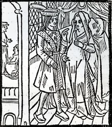 Pathelin y Guillemette, de La Farsa de Maestro Pierre Pathelin, c.1465