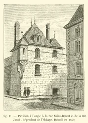 Pabellón en la esquina de la calle Saint-Benoit y de la calle Jacob, dependiente de la Abadía, Demolido en 1850