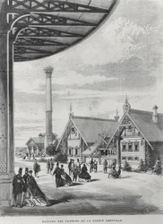 Casas de campesinos en el pabellón ruso en la Exposición Universal de 1867