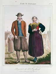Campesinos de Saint-Lyphard, de Les Costumes Bretons de Charpentier