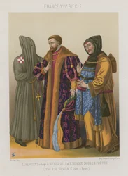 Penitente en tiempos de Enrique III con un noble y un sacerdote