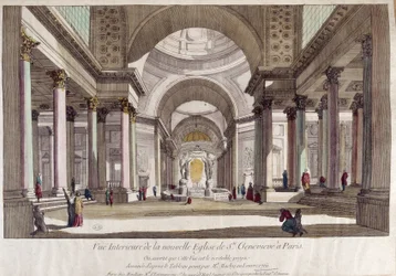 Vista en perspectiva del interior de la iglesia de Sainte Geneviève en París - vista óptica