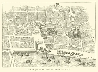 Plano del barrio del Hôtel de Ville de 1675 a 1778