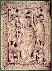 Placa que representa al Rey David entronizado, de Reims, siglos IX-X