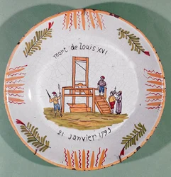 Plato con motivo revolucionario francés conmemorando la ejecución de Luis XVI el 21 de enero de 1793